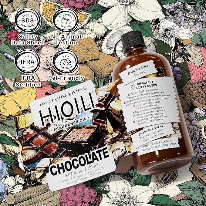 HIQILI Chocolate Fragrance Oil for DIY Candle, Soap & Bath Salts Making, Long Lasting Scents for Home Essential Oil Diffuser - 5.07 Fl Oz - Bloomnest
