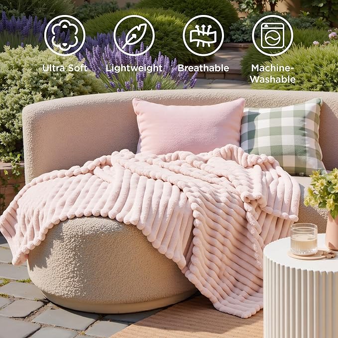 Bedsure GentleSoft Pink Throw Blanket for Couch - Cozy Soft Valentines Blankets Gifts for Women, Spring Cute Small Fleece Throws for Girls, Pink Decor for Home Room, Crystal Pink, 50x60 Inches - Bloomnest