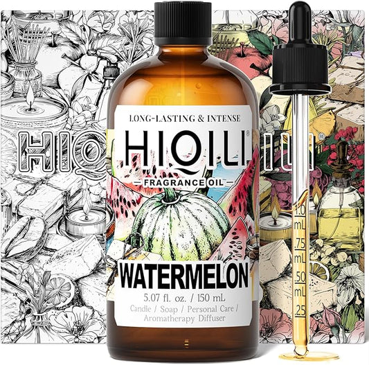 HIQILI Watermelon Fragrance Oil for Candle & Soap Making, DIY Fruity Perfume, Bath Bombs, Long-Lasting Diffuser Oil, Skin Care - 5.07 Fl Oz - Bloomnest