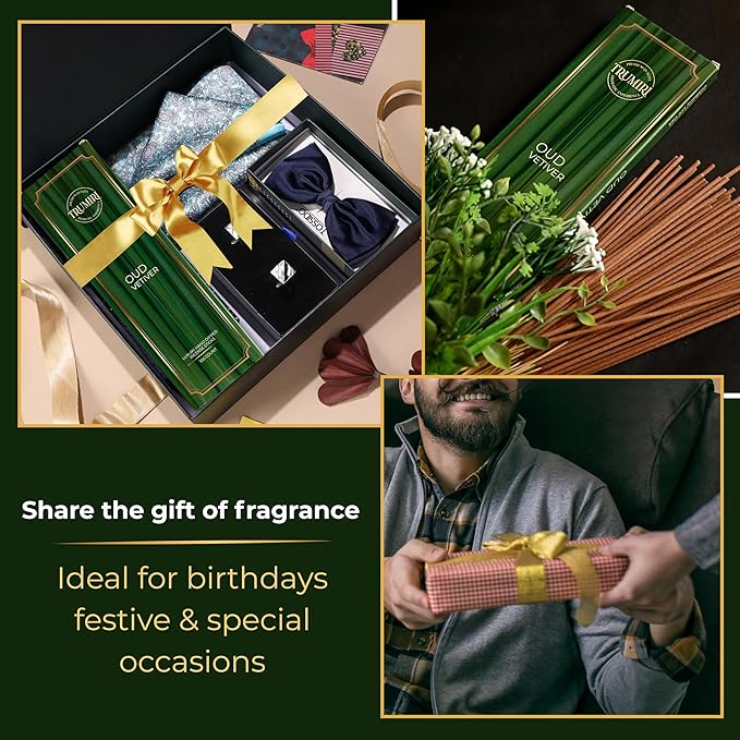 Oud Vetiver Incense Sticks - Pack of 100 Inscents-Sticks - Inciensos Aromaticos - Made with Natural Ingredients - Scented Insence Non Toxic Insense Incents