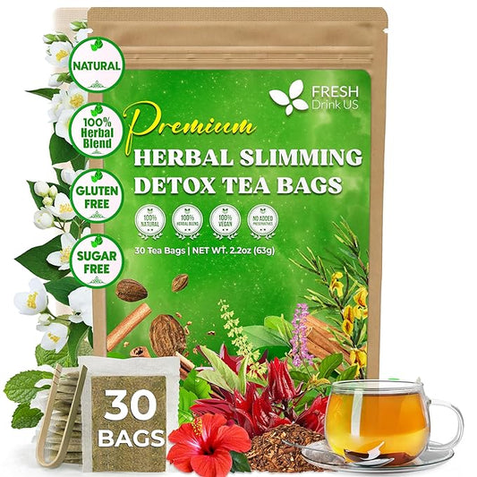 FreshDrinkUS, 30 Tea Bags Herbal Tea – Caffeine-Free Herbal Tea with Rooibos, Turmeric & Hibiscus – Loose Leaf Blend for Daily Rituals and Clean Living – Vegan, No Additives - Bloomnest