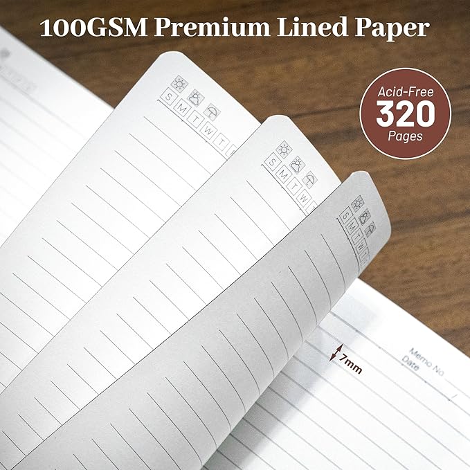 CAGIE Leather Lined Journal Notebook for Men & Women, Debossed Cross, 320 Pages 100 GSM Thick Paper, A5 Hardcover Journaling Notebooks for Writing, 5.7'' X 8.3'' Diary, Brown - Bloomnest