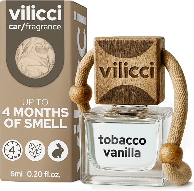 Vilicci Tobacco Vanilla Car Air Freshener – Premium Auto Perfume & Car Diffuser | Sophisticated & Timeless Scent | Long-Lasting Up to 120 Days | Odor Eliminating | Vegan, Cruelty-Free Car Perfume - Bloomnest