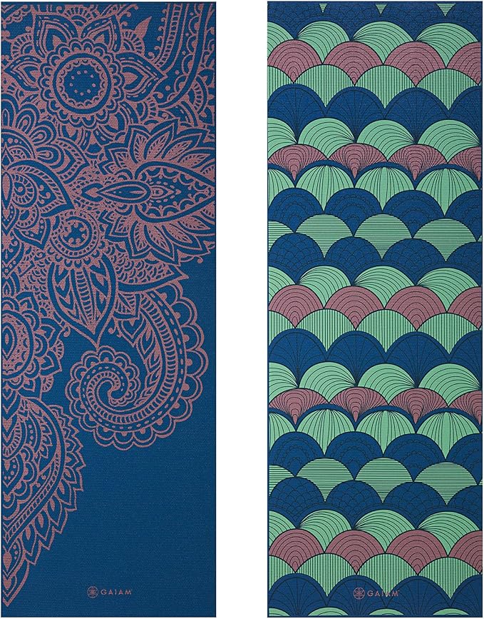 Gaiam Yoga Mat - Premium 6mm Print Reversible Extra Thick Non Slip Exercise & Fitness Mat for All Types of Yoga, Pilates & Floor Workouts (68" x 24" x 6mm Thick) - Bloomnest