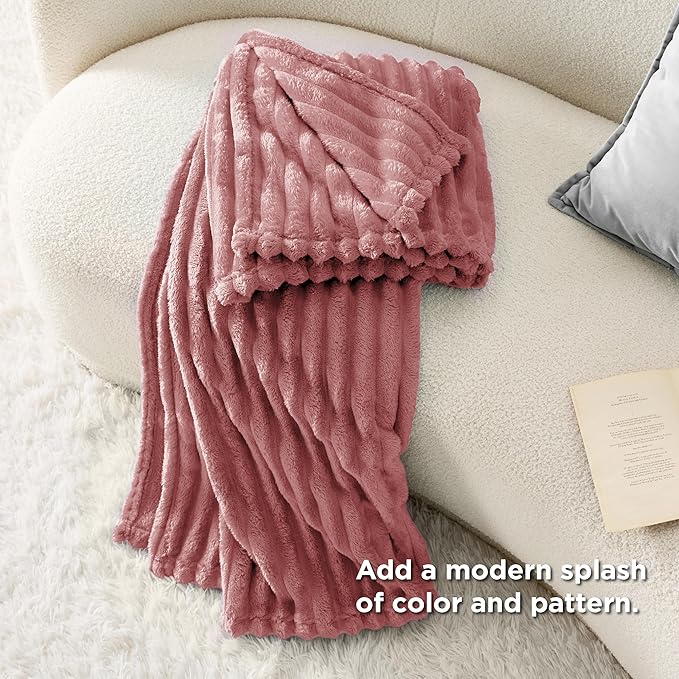 Bedsure GentleSoft Brick Dust Fleece Twin Blanket for Couch - Cozy Soft Blankets for Women, Cute Small Throws for Girls, 60x80 Inches - Bloomnest