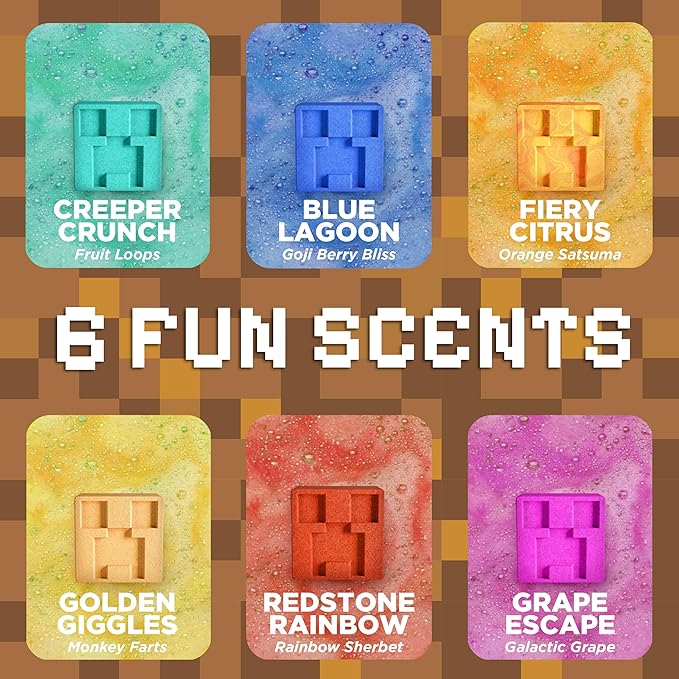 TNT Creeper Bath Bombs for Kids with Surprise Toys Inside (6 Pack) – Large Fizzy Bubble Mine Bombs for Boys & Girls – Fruity Scents, Skin-Safe, Made in USA - by Two Sisters - Bloomnest