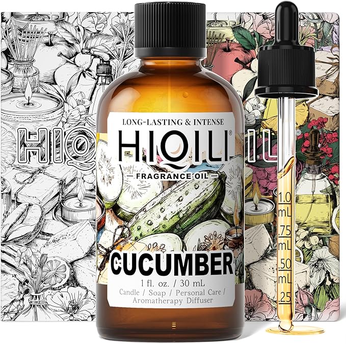 HIQILI Cucumber Fragrance Oil for Diffuser Use, Fresh Scents for DIY Soap, Body Spray, Candle Supplies for Candle Making - 1 Fl Oz HIQILI