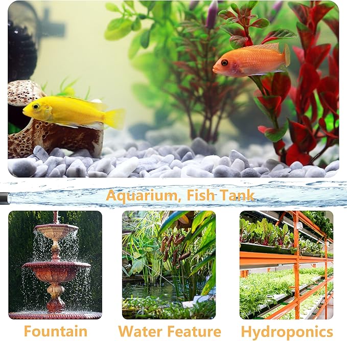 alizzy 50GPH Submersible Water Pump(180L/H, 3w) with USB Plug, Ultra Quiet Water Fountain Pump with 2.6ft. High Lift and 5ft. wire for Aquarium, Fish Tank, Water Feature, Pet Fountain and Hydroponics - Bloomnest