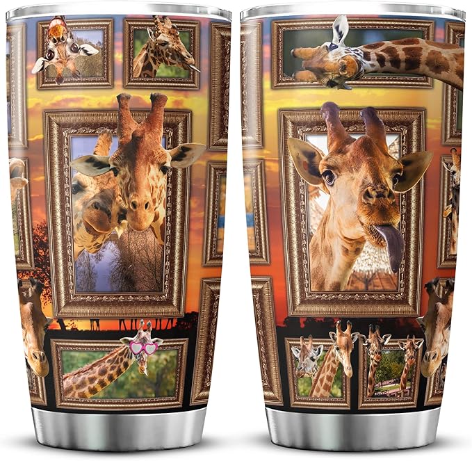Giraffe Insulated Tumbler With Lid 20 Oz Funny Giraffes Safari Wildlife Animals Stainless Steel Travel Cup Cool Giraffe Things Birthday Gift Mug Ideas Cute Animal Tumblers - Bloomnest