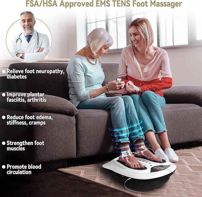 FIT KING Neuropathy Pain Relief for Feet Massager, EMS Foot Massager for Neuropathy with TENS Pads, Foot Circulation Stimulator for Plantar Fasciitis, Diabetes Feet Pain Relief - Bloomnest