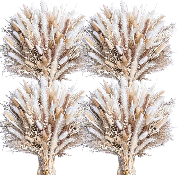 440PCS Natural Dried Pampas Grass Boho Home Decor Bouquet Phragmites Dried Flowers Bouquet for Wedding Floral Arrangements Home Decorations (440PCS) - Bloomnest