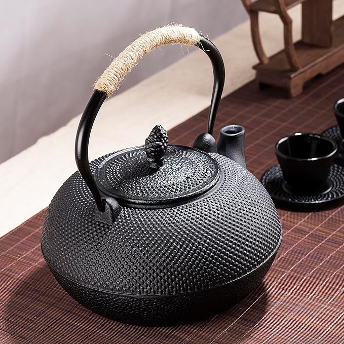 YJX 101 fl oz Extra Large and Heavy Cast Iron Teapot for Stovetop Safe, Black Tea Kettle with Stainless Steel Tea Balls for Loose Tea, Cast Iron Tea Pot for 6 to 10 People, 3000ml Japanese Tetsubin - Bloomnest