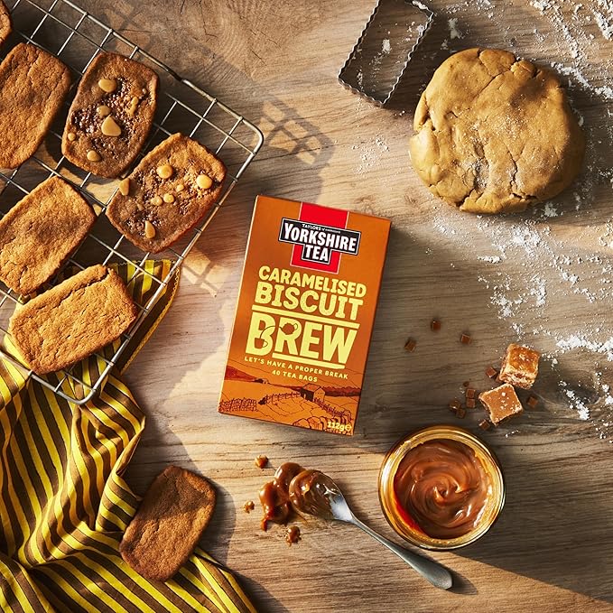 Yorkshire Tea Caramelised Biscuit Brew, Pillow Tea Bags, 40 Count (Pack of 1), Caffeinated, Enjoy Hot or Iced, 40 Teabags - Bloomnest