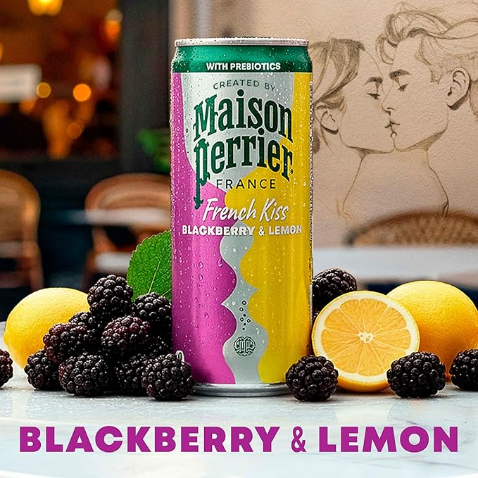 Maison Perrier French Kiss Sweetened Sparkling Juice Beverage, Blackberry & Lemon Flavors With Real Fruit Juices, 24Pk - Bloomnest