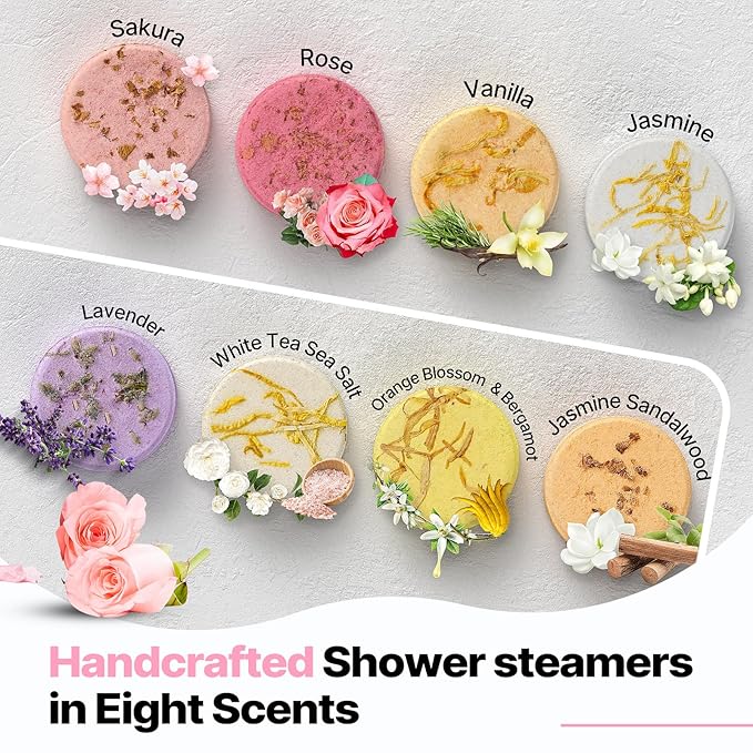 Shower Steamers Aromatherapy SWCANDY 8 Pack Gifts for Women Stocking Stuffers for Adults, Her, Mom, Men Natural Essential Oils Home Spa Self Care Stress Relief Relaxation Bath Bombs Christmas Flower - Bloomnest