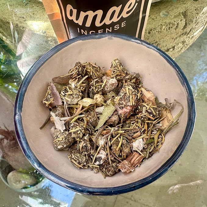 Natural Resin, Herbs & Essence Purify Mix - Blend with Sage, Rosemary, Menthol & Lemongrass - Cleansing Loose Incense for Meditation, Rituals & Home Fragrance - 2.22 oz AmaeIncense