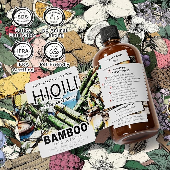 HIQILI Bamboo Fragrance Oil for Scent Diffuser, Idea for Candle & Soap Making, DIY Room Air Fresheners, New Car Scent - 5.07 Fl Oz - Bloomnest
