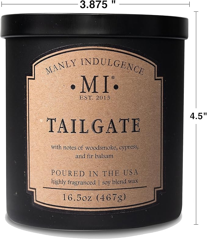 Manly Indulgence Tailgate Scented Candles for Men, 2 Wick, 16.5 oz Premium Soy Blend Wax, 60H Burn, Candles for Home Scented - Made in The USA - Bloomnest