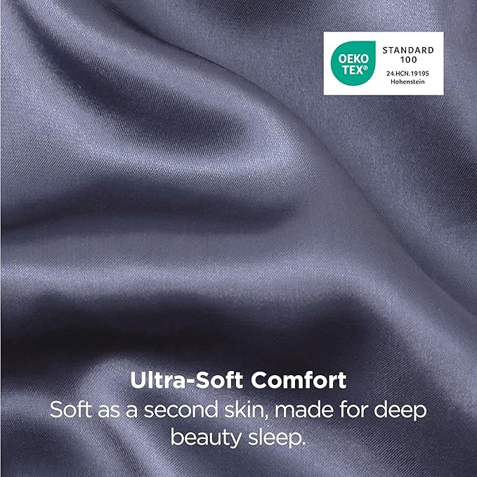 Bedsure Satin Pillowcase 2 Pack Similar to Silk Pillow Cases Standard Size, Pillow Case for Sleeping Women with Envelope Closure, Gifts for Women Men, Blue Granite, 20x26 Inches, 2pcs - Bloomnest
