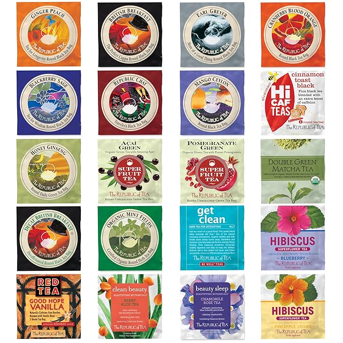 The Republic of Tea – Premium Assortment of Teas & Herbs, 40 Individually Wrapped Tea Bags - Bloomnest