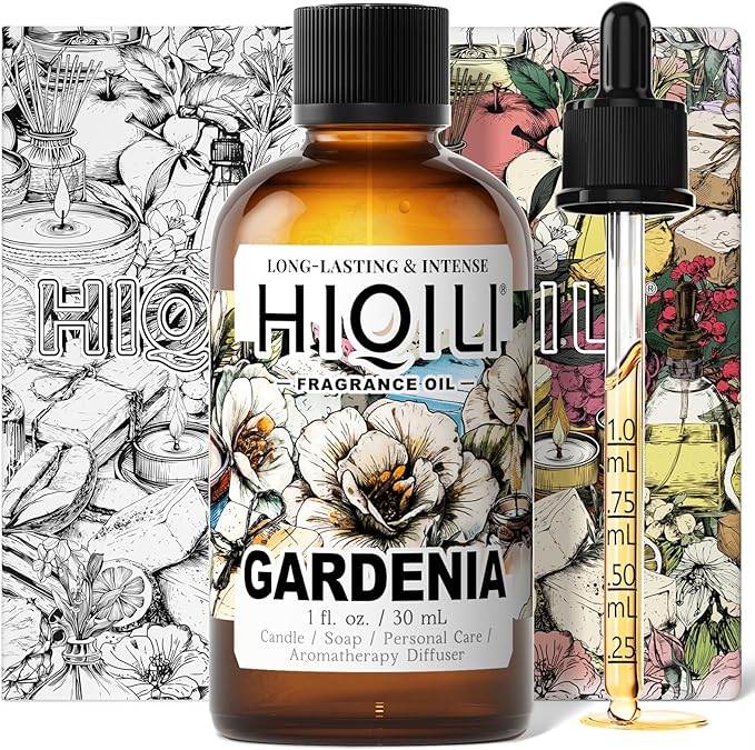 HIQILI Gardenia Fragrance Oil for DIY Candle, Soap & Perfume Making, Add to Essential Oil Diffuser, Body Wash, Long-Lasting - 1 Fl Oz - Bloomnest