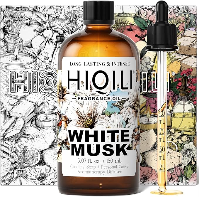 HIQILI White Musk Fragrance Oil, Candle Scents for Candle Making, Soap Making Supplies, Musk Perfume for Women, for Diffuser Use - 5.07 Fl Oz HIQILI