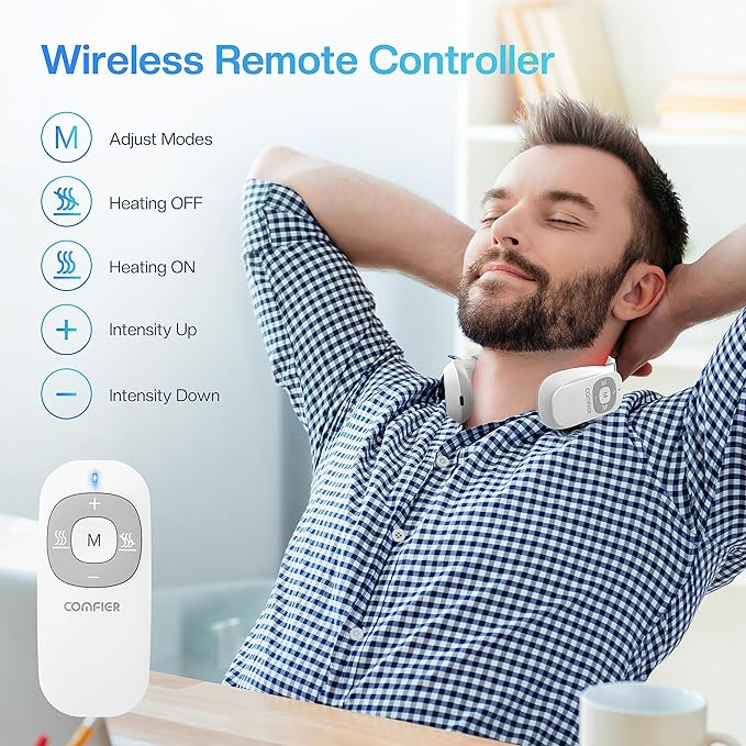 COMFIER FSA Eligible Cordless Neck Massager for Pain Relief Deep Tissue, Vibration Travel Massager,Portable HSA Neck Massager for Office COMFIER