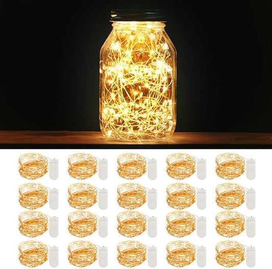 MUMUXI 20 Pack 3.3ft Fairy String Lights Battery Operated, Mini LEDs for Party Wedding Centerpiece Decorations, Crafts, Mason Jar Firefly Lights, Warm White - Bloomnest