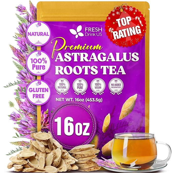 FreshDrinkUS, Premium 16oz Dried Astragalus Root Slices – 100% Natural Astragalus Root for Herbal Tea & Traditional Beverages – Natural, Clean Cut, No Additives. No Preservatives. Vegan - Bloomnest