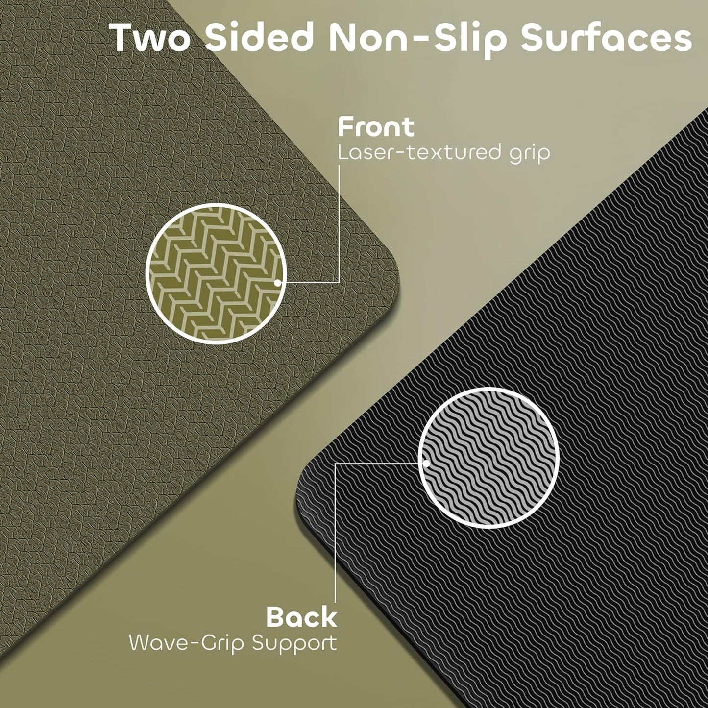 Non-slip TPE Yoga Mat for Women & Men,72"x24" Double-Sided Workout Mat for Home Gym Pilates Fitness,1/4 Inch Packable Lightweight Exercise Mat with Strap for Travel,Non Toxic Exercise Floor Mat