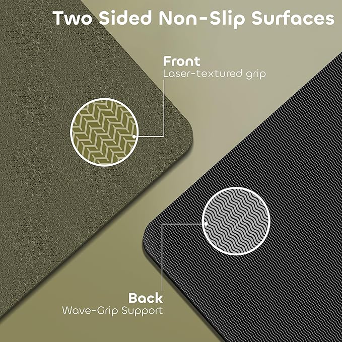 Non-slip TPE Yoga Mat for Women & Men,72"x24" Double-Sided Workout Mat for Home Gym Pilates Fitness,1/4 Inch Packable Lightweight Exercise Mat with Strap for Travel,Non Toxic Exercise Floor Mat - Bloomnest