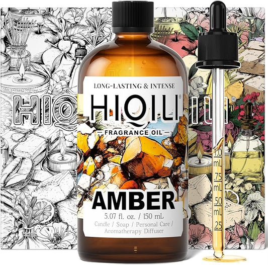 HIQILI Amber Fragrance Oil for Candle, Perfume, Soap Making, Hotel Scents for Essential Oil Diffuser & Aromatherapy - 5.07 Fl Oz - Bloomnest