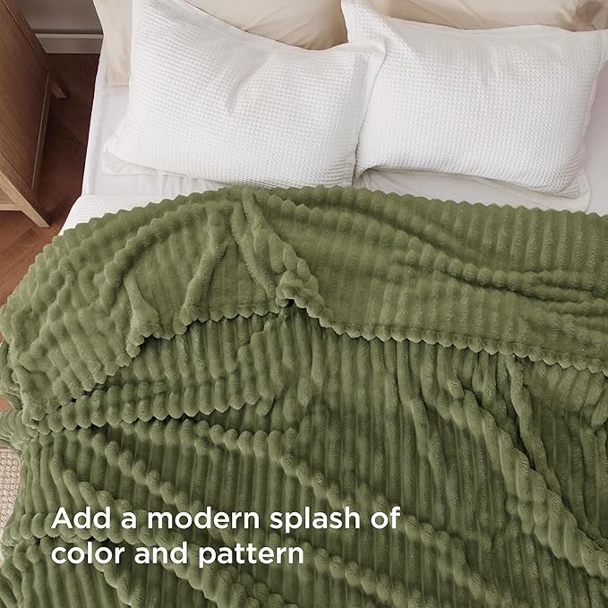 Bedsure GentleSoft Full Blanket for Couch - Cozy Soft Blankets for Women, Cute Small Fleece Throws for Girls, Birthday Gifts for Women Decor Gifts, Moss, 84x90 Inches - Bloomnest