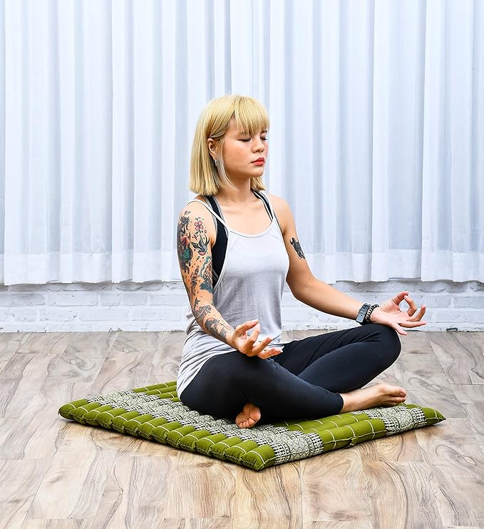 Leewadee Zabuton Seating Cushion – Square Floor Seat for Meditation Exercises, Light Yoga Mat Filled with Kapok - Bloomnest