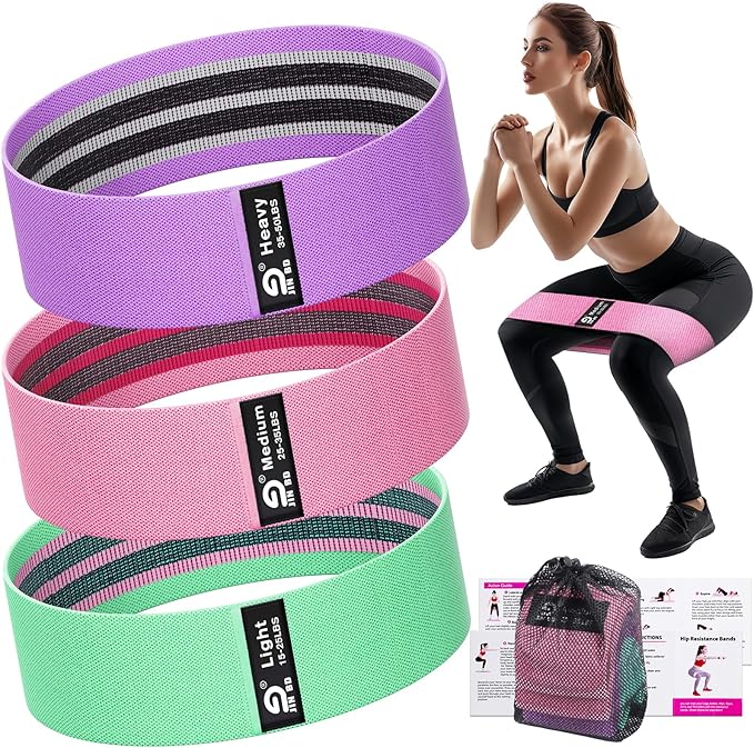 Fabric Resistance Bands Set – Booty Bands for Legs & Glutes, 3 Resistance Levels, Non-Slip Workout Bands for Women & Men, Ideal for Yoga, Pilates, Fitness, and Home Workouts - Bloomnest