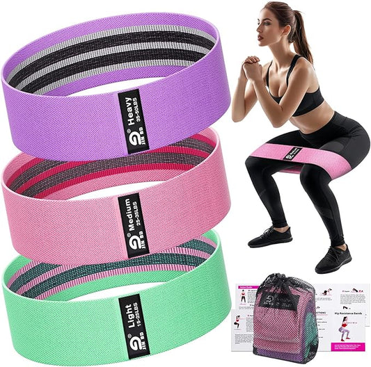 Fabric Resistance Bands Set – Booty Bands for Legs & Glutes, 3 Resistance Levels, Non-Slip Workout Bands for Women & Men, Ideal for Yoga, Pilates, Fitness, and Home Workouts - Bloomnest