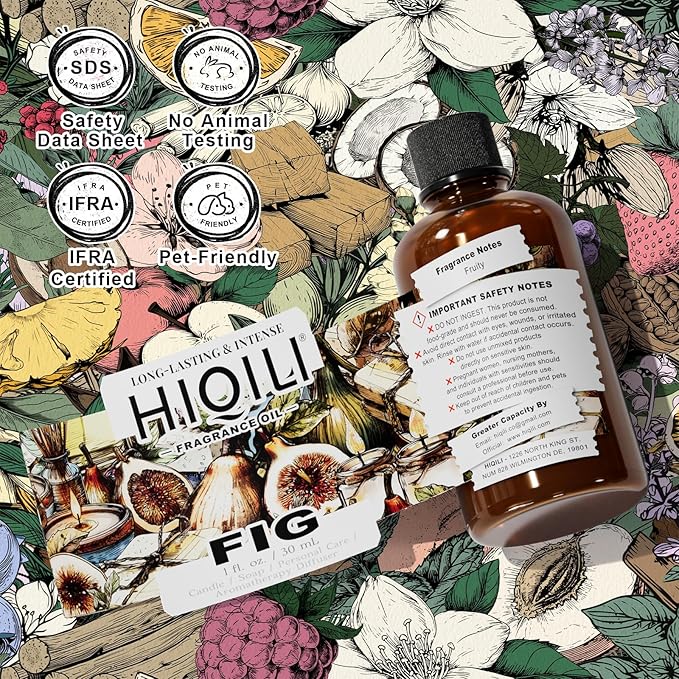 HIQILI Fig Fragrance Oil for Hotel Scent Diffuser, Candle & Soap Making Kit, Add to Skin Care, Bath & Body Products - 1 Fl Oz - Bloomnest
