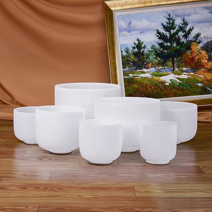 TOPFUND 6-12 inch Chakra Set of 7 Crystal Singing Bowls with Heavy Duty Carrying Case and Singing Bowl Mallets - Bloomnest