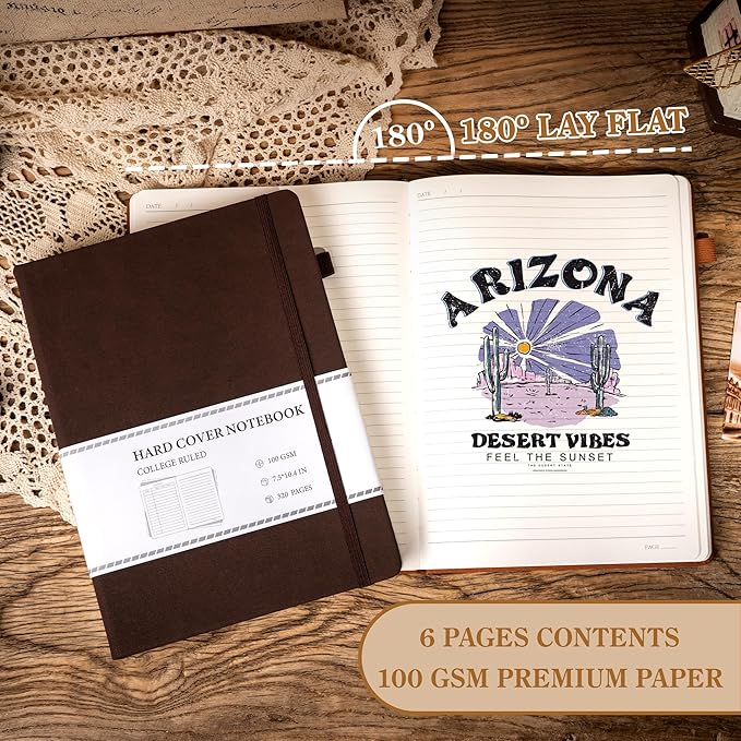 CAGIE B5 Journal Notebook for Men Women 320 Pages 100 GSM Paper Vintage Journaling Notebooks A5 Hardcover Leather Journals for Writing Travel Work Note Taking Diary, 7.6x10 in, Dark Brown - Bloomnest