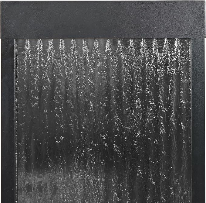Alpine Corporation - Mirror Waterfall Fountain with Stones & Lights - Zen Indoor/Outdoor Decor for Office, Living Room, Patio, Entryway - 48 Inches (Silver) - Bloomnest