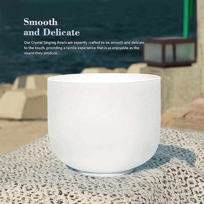 TOPFUND 8 inch F Note Crystal Singing Bowl Heart Chakra Meditation Sound Healing