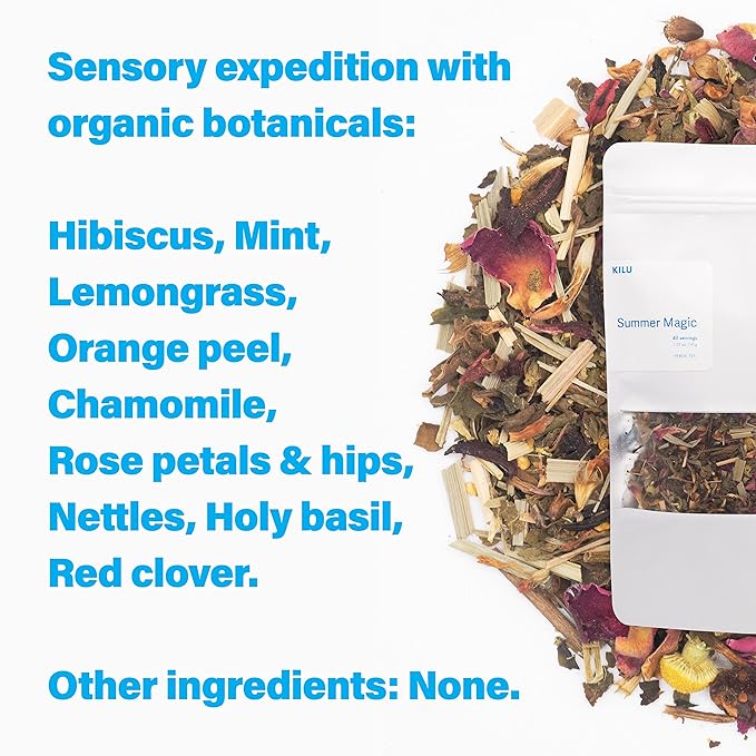 Kilu Summer Magic Herbal Tea - 100% Organic - Caffeine-free - Loose Leaf - 40 Servings - Bloomnest