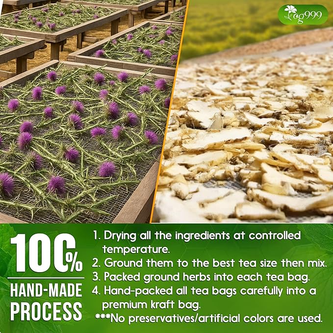 TOG999, Premium Stomach & Liver Herbal Tea – 60 Tea Bags – Milk Thistle Seed, Ginger, Fennel, Peppermint & Licorice – Caffeine-Free – Soothing & Refreshing Herbal Blend for Daily Enjoyment - Bloomnest