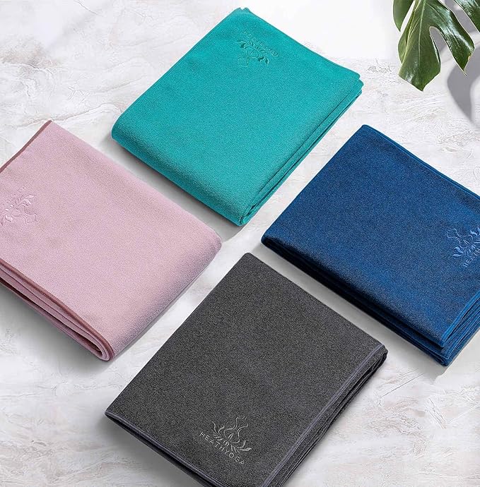 Heathyoga Yoga Mat Towel Non Slip for Hot Yoga Towel with Silicone Grip & Free Spray Bottle, 72"X26" Extra Large Microfiber Yoga Towel for Bikram, Pilates, Fitness