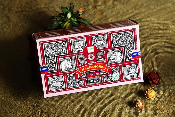 EARTH Satya Super Hit Magic Monk Incense Sticks 15 GMS (Pack of 12) (Green Certified) Indian Perfumed Hand Rolled Agarbatti Perfect for Worship,Therapy, Relaxation, Medication, Positivity, Healing Earth