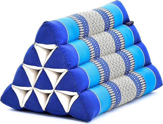 Leewadee Triangle Cushion – Comfortable Backrest for TV or Reading, Incline Pillow for Relaxing Made of Kapok, 20 x 13 x 13 inches, Blue - Bloomnest