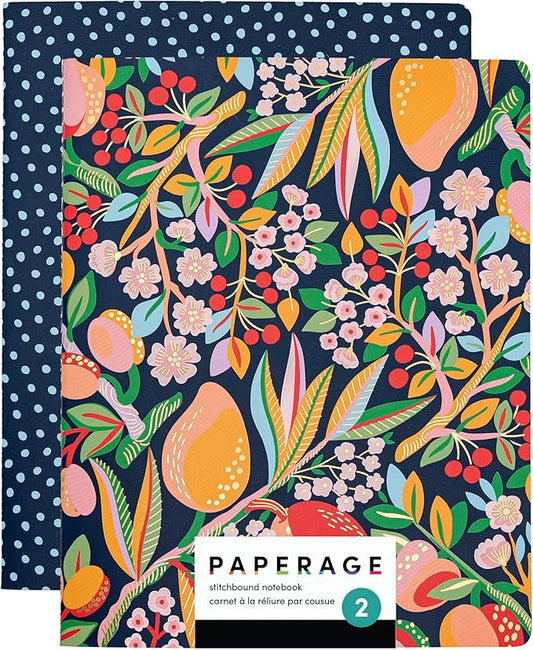 PAPERAGE Soft Cover Lined Journal Notebook, 2 Pack, (Cherry Blossom), 100 Pages, Large 7.5 inches x 9.5 inches, College Ruled, Ideal for Note Taking & Travel Journal - Bloomnest