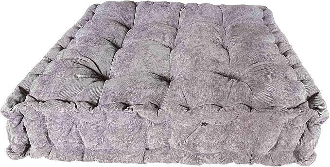 Verpert Floor Pillow 25x25 Inch, Square Meditation Cushion Floor Seating for Adults, Oversized Tufted seat Cushion Reading Nook for Kids, Yoga Meditation Pillow for Sitting on Floor-Gray