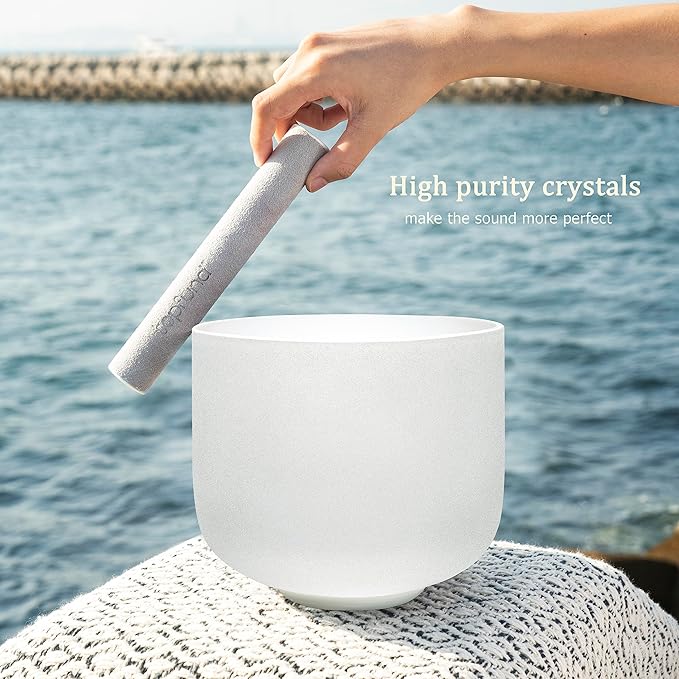 TOPFUND 8 inch F Note Crystal Singing Bowl Heart Chakra Meditation Sound Healing