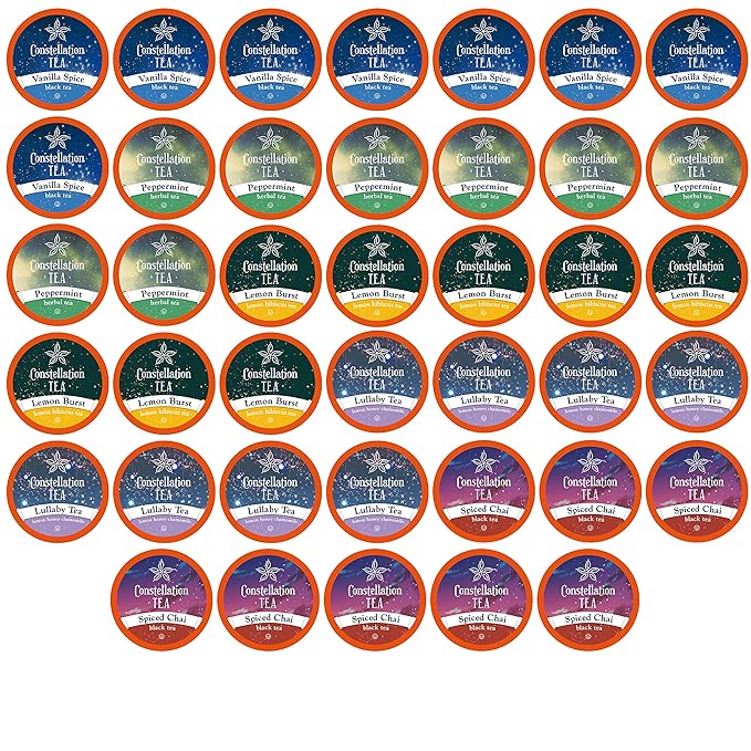 Constellation Tea Assorted Variety Pack Sampler Tea Pods Compatible with K Cup Brewers Including 2.0, 40 Count - Bloomnest